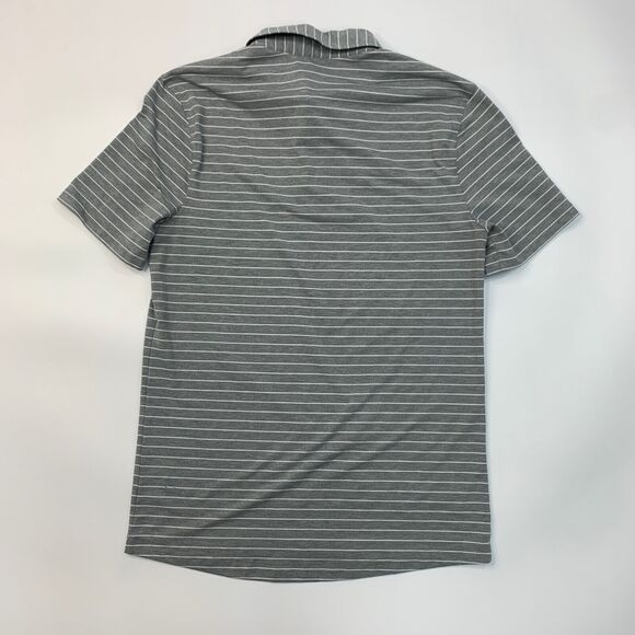 Lululemon Polo Shirt Mens S Small Grey Stripe Performance Collared Shirttail Hem - Picture 6 of 9